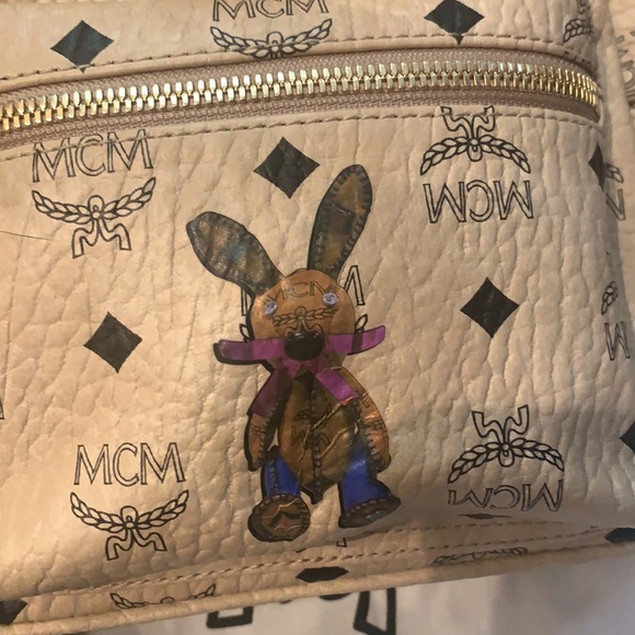COPY - Authentic MCM mini stark rabbit detail classic bag pack light beige